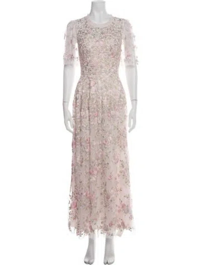 Pre-owned Needle & Thread Floral Print Long Dress In Multi