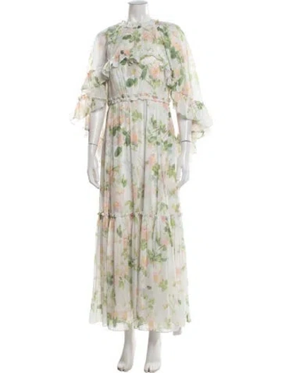 Pre-owned Needle & Thread Floral Print Long Dress In Multicolor
