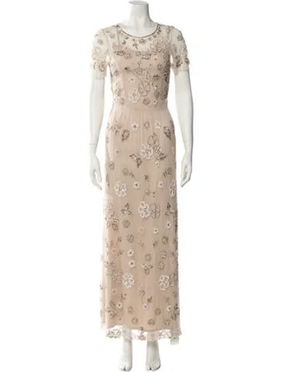 Pre-owned Needle & Thread Floral Print Long Dress In Neutral