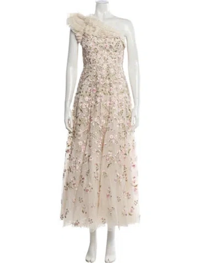 Pre-owned Needle & Thread Floral Print Long Dress In Neutral