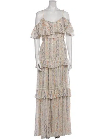 Pre-owned Needle & Thread Floral Print Long Dress In Neutral