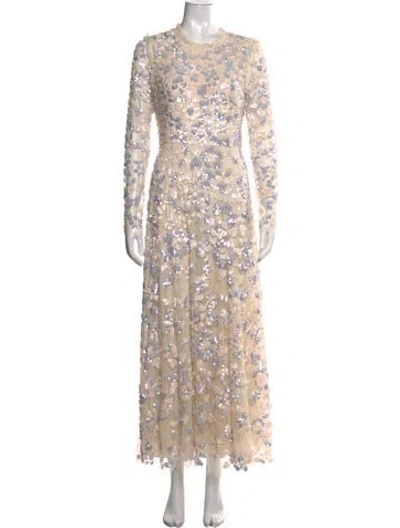 Pre-owned Needle & Thread Floral Print Long Dress In Neutrals