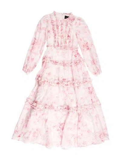 Pre-owned Needle & Thread Floral Print Long Dress In Pink