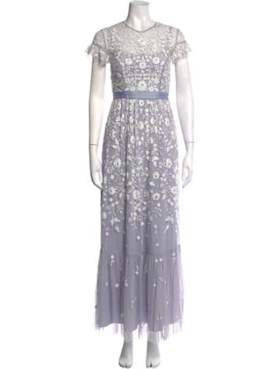 Pre-owned Needle & Thread Floral Print Long Dress In Purple