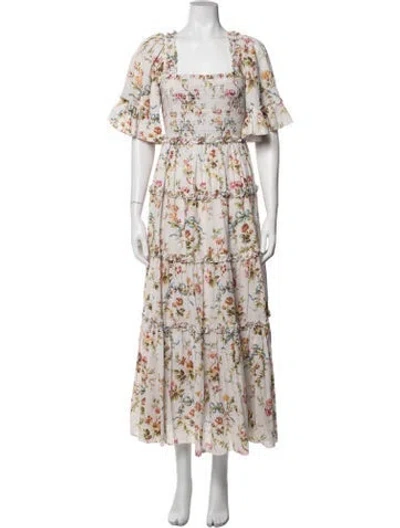 Pre-owned Needle & Thread Floral Print Long Dress In Purple