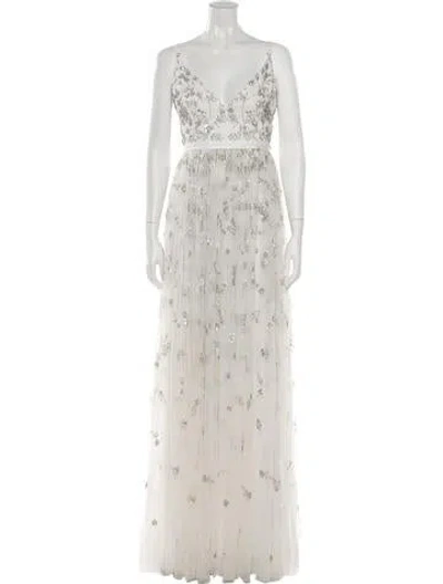 Pre-owned Needle & Thread Floral Print Long Dress W/ Tags In Neutrals