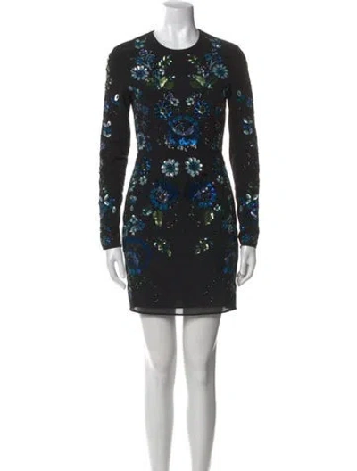 Pre-owned Needle & Thread Floral Print Midi Length Dress In Black