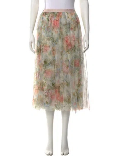 Pre-owned Needle & Thread Floral Print Midi Length Skirt W/ Tags In Neutral
