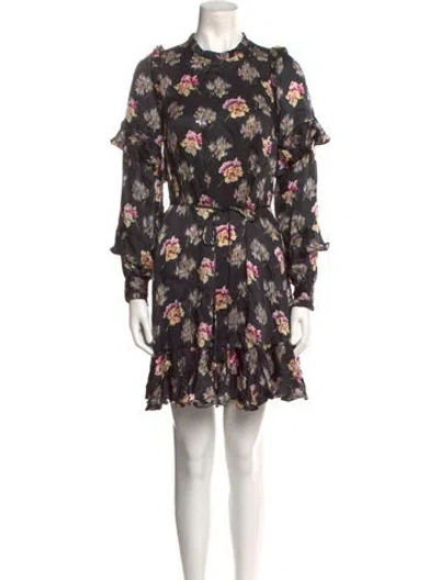 Pre-owned Needle & Thread Floral Print Mini Dress In Black