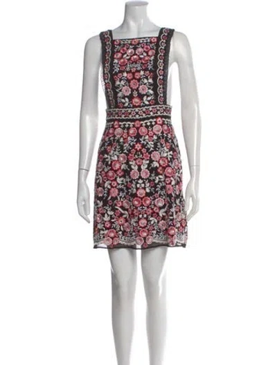 Pre-owned Needle & Thread Floral Print Mini Dress In Black