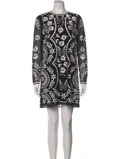 Pre-owned Needle & Thread Floral Print Mini Dress In Black