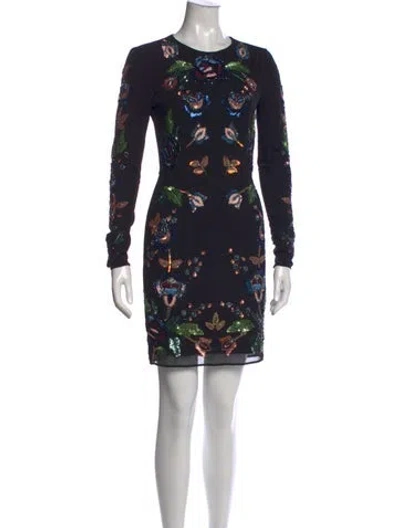 Pre-owned Needle & Thread Floral Print Mini Dress In Black