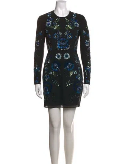 Pre-owned Needle & Thread Floral Print Mini Dress In Black