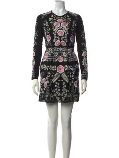 Pre-owned Needle & Thread Floral Print Mini Dress In Black