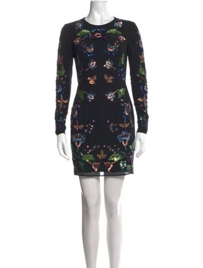 Pre-owned Needle & Thread Floral Print Mini Dress In Black