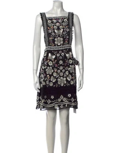 Pre-owned Needle & Thread Floral Print Mini Dress In Black