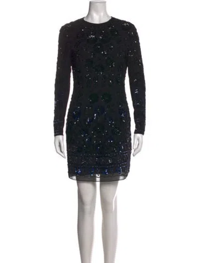 Pre-owned Needle & Thread Floral Print Mini Dress In Black