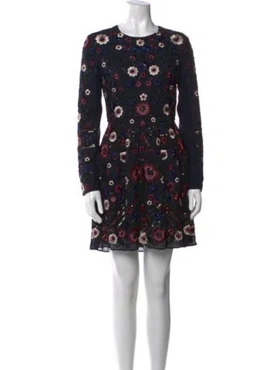 Pre-owned Needle & Thread Floral Print Mini Dress In Blue