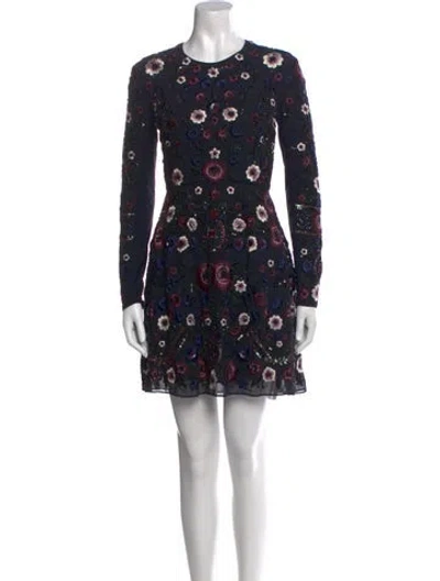 Pre-owned Needle & Thread Floral Print Mini Dress In Blue