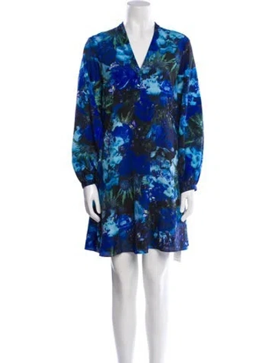 Pre-owned Needle & Thread Floral Print Mini Dress In Blue