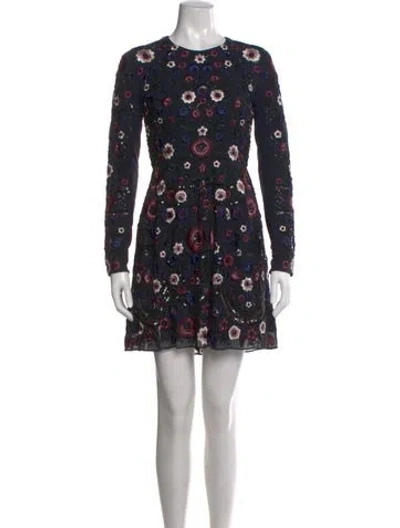 Pre-owned Needle & Thread Floral Print Mini Dress In Blue