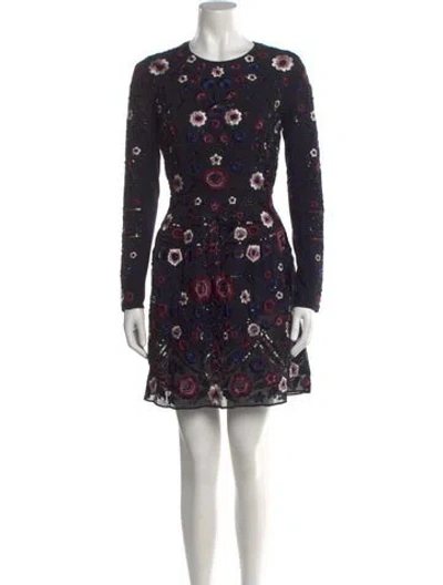 Pre-owned Needle & Thread Floral Print Mini Dress In Blue