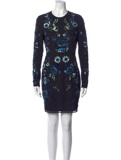Pre-owned Needle & Thread Floral Print Mini Dress In Blue