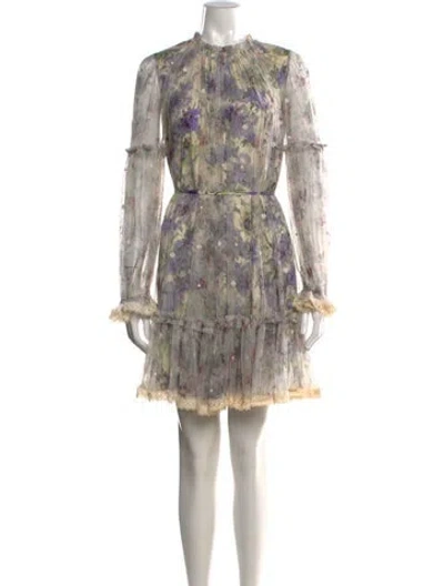 Pre-owned Needle & Thread Floral Print Mini Dress In Multi