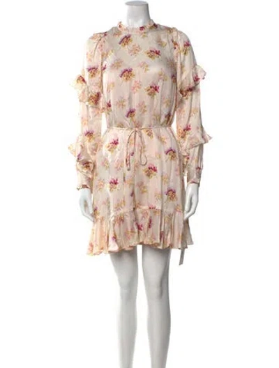 Pre-owned Needle & Thread Floral Print Mini Dress In Neutral