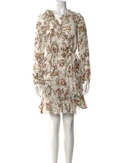 Pre-owned Needle & Thread Floral Print Mini Dress In Neutral