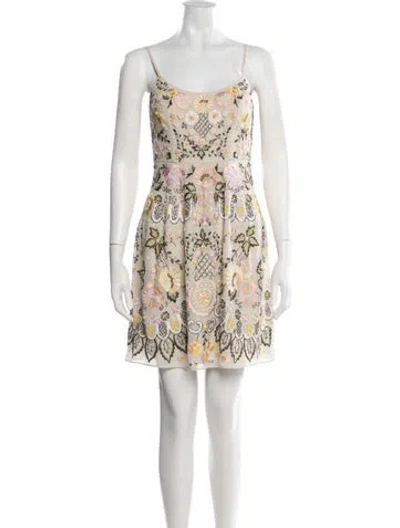 Pre-owned Needle & Thread Floral Print Mini Dress In Neutral
