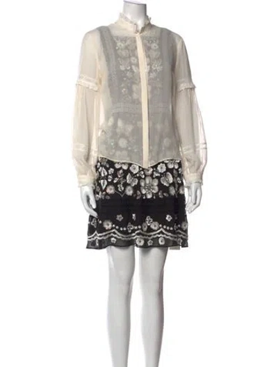 Pre-owned Needle & Thread Floral Print Mini Dress In Neutrals