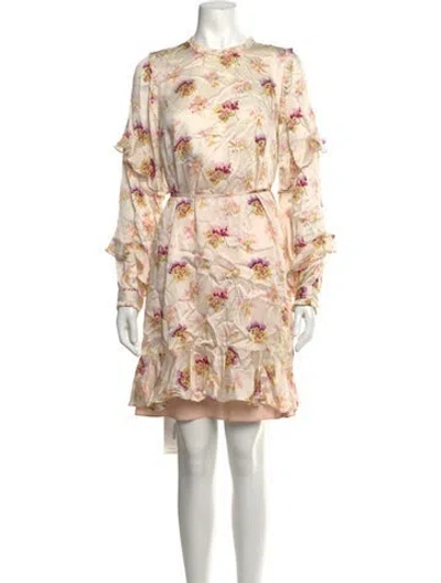 Pre-owned Needle & Thread Floral Print Mini Dress In Neutrals