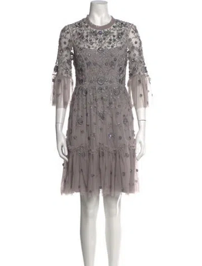 Pre-owned Needle & Thread Floral Print Mini Dress In Neutrals