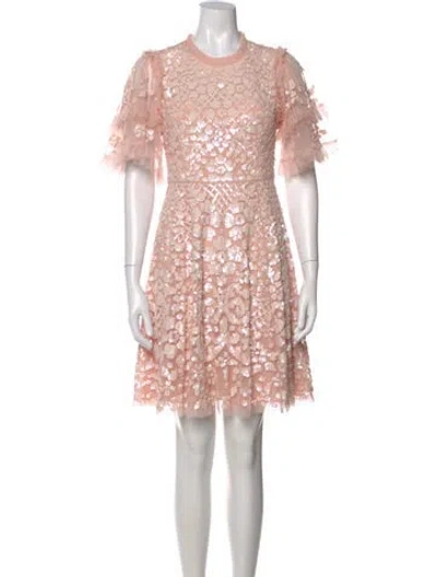 Pre-owned Needle & Thread Floral Print Mini Dress In Pink