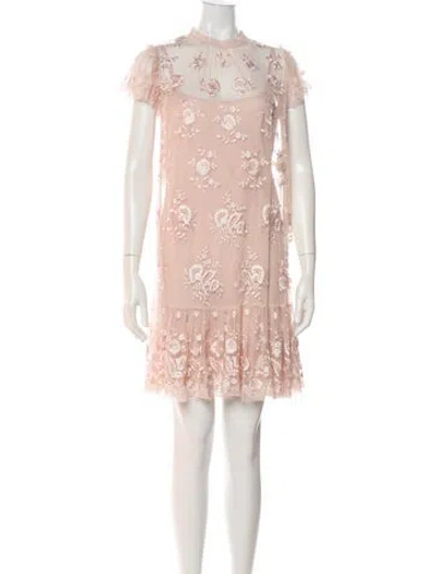 Pre-owned Needle & Thread Floral Print Mini Dress In Pink