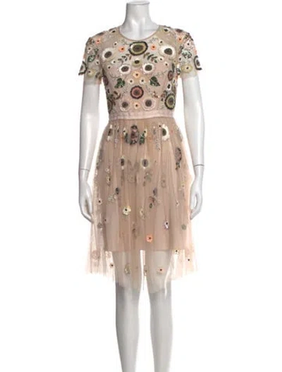 Pre-owned Needle & Thread Floral Print Mini Dress In Pink