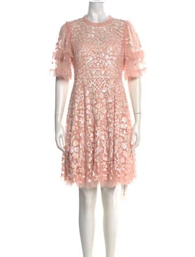 Pre-owned Needle & Thread Floral Print Mini Dress In Pink