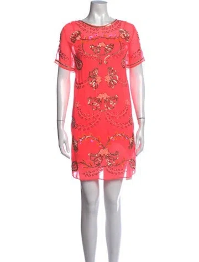 Pre-owned Needle & Thread Floral Print Mini Dress In Pink
