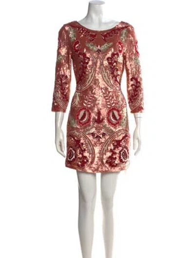 Pre-owned Needle & Thread Floral Print Mini Dress In Pink