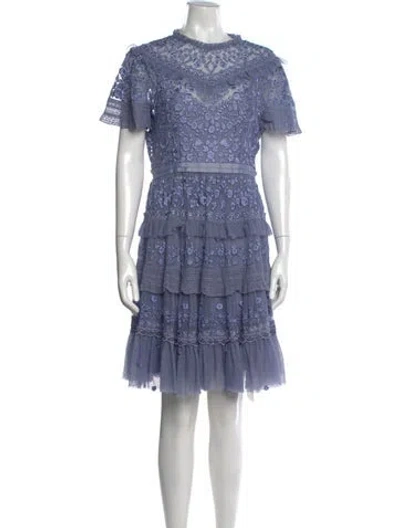 Pre-owned Needle & Thread Floral Print Mini Dress In Purple
