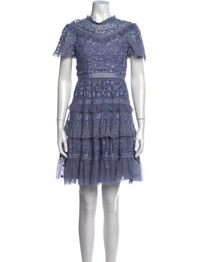 Pre-owned Needle & Thread Floral Print Mini Dress In Purple
