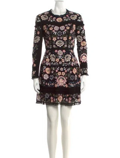 Pre-owned Needle & Thread Floral Print Mini Dress W/ Tags In Black