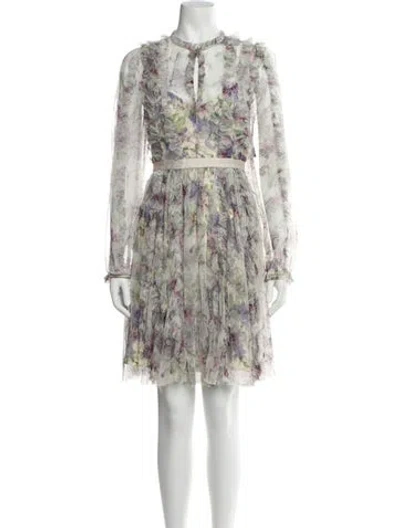 Pre-owned Needle & Thread Floral Print Mini Dress W/ Tags In Multicolor