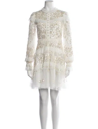 Pre-owned Needle & Thread Floral Print Mini Dress W/ Tags In Neutrals