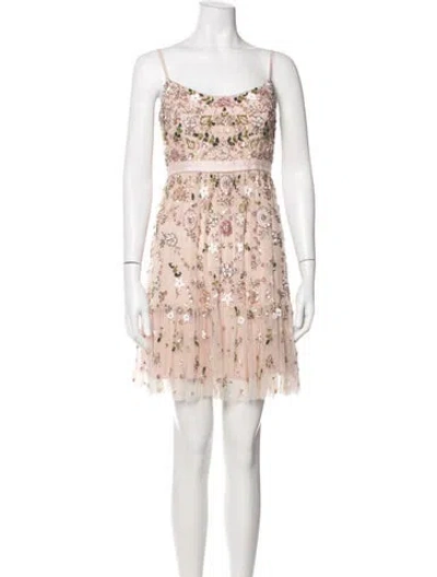 Pre-owned Needle & Thread Floral Print Mini Dress W/ Tags In Pink