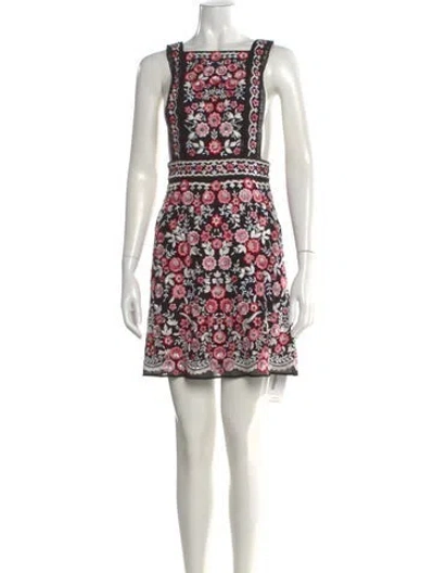 Pre-owned Needle & Thread Floral Print Mini Dress In White