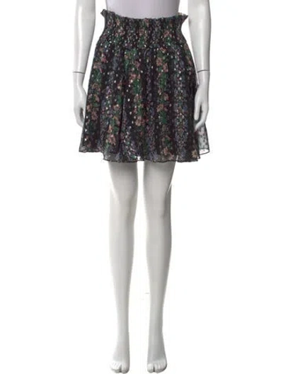 Pre-owned Needle & Thread Floral Print Mini Skirt In Black