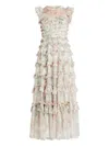 Needle & Thread Floral-print Tiered Ruffle Dress In Multi