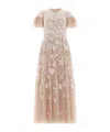 Needle & Thread Antoinettes Embroidered-sequins Ruffled Midi Dress In Neutral